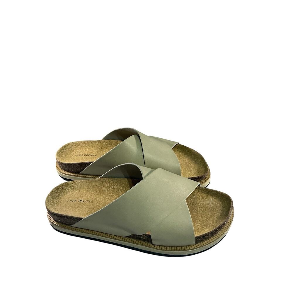 FREE PEOPLE Womens Sidelines Footbed Slides Sandals Sz 40 US 9 CrissCross Tan - Picture 3 of 10